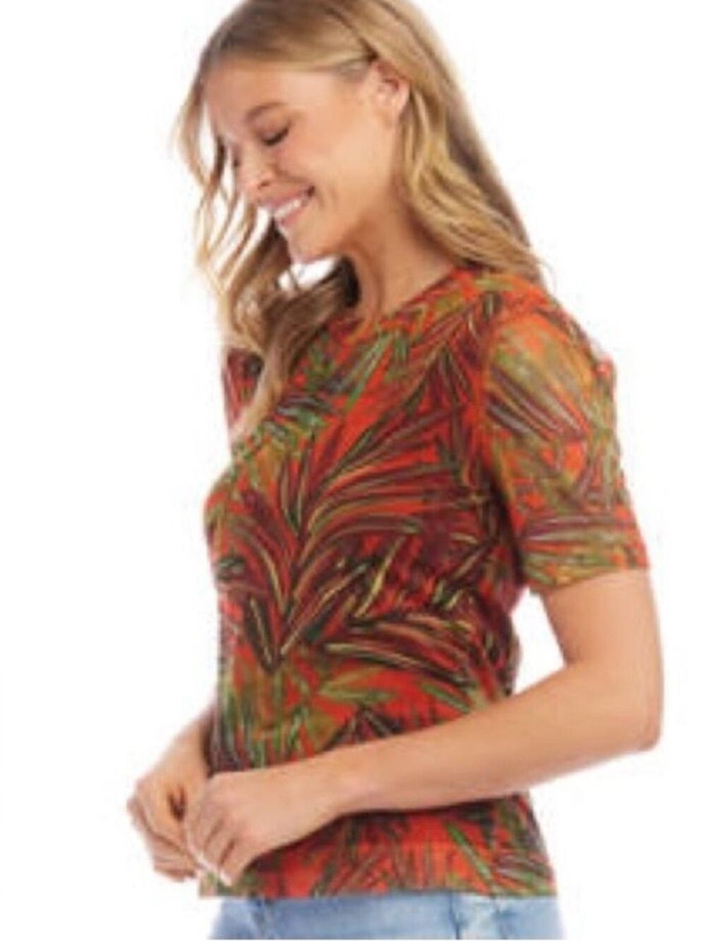 NWT $79 Karen Kane Mango Tango Sheer Top